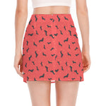 Cute Dachshund Pattern Print Side Slit Mini Skirt