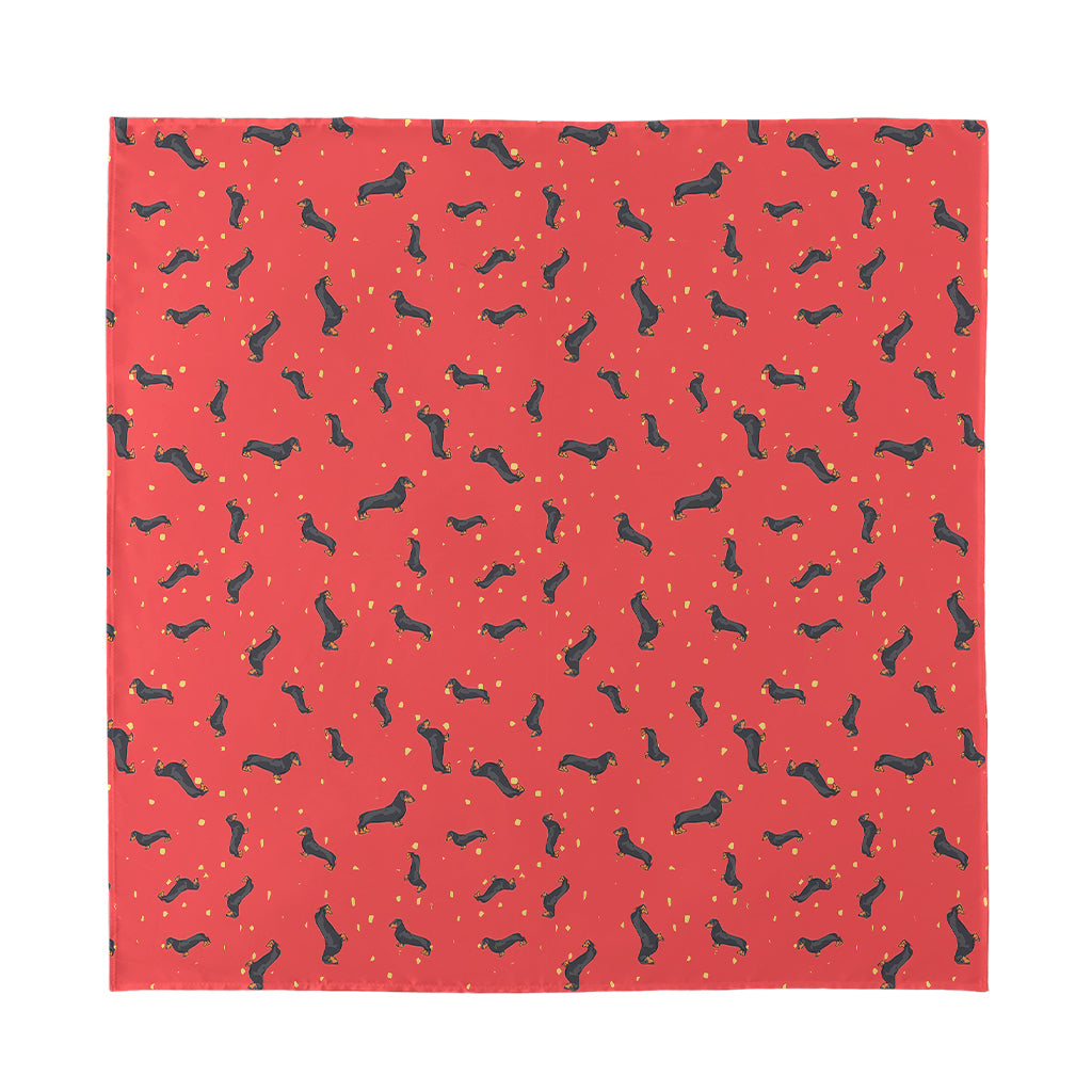 Cute Dachshund Pattern Print Silk Bandana