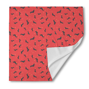 Cute Dachshund Pattern Print Silk Bandana