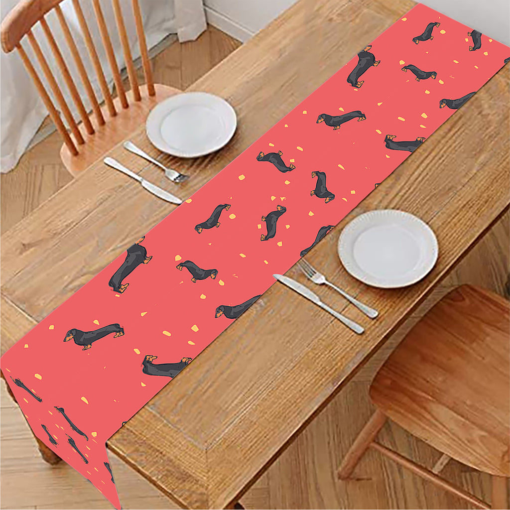 Cute Dachshund Pattern Print Table Runner