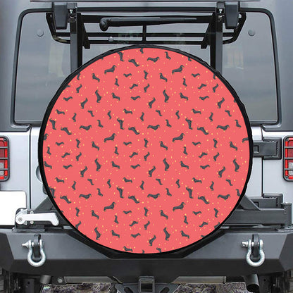 Cute Dachshund Pattern Print Tire Cover