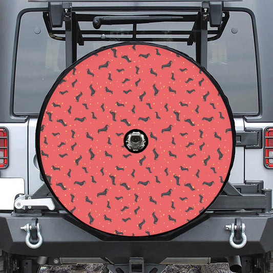 Cute Dachshund Pattern Print Tire Cover With Camera Hole