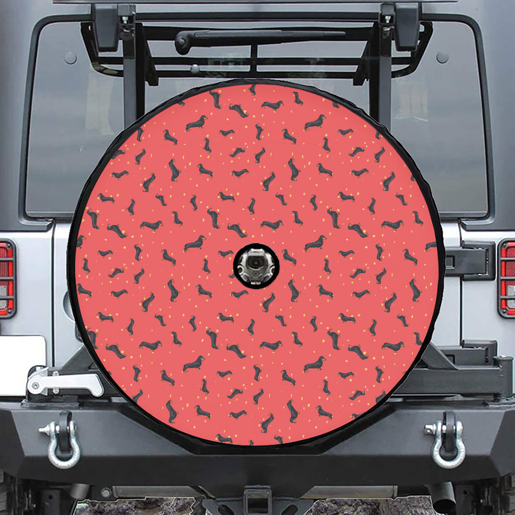 Cute Dachshund Pattern Print Tire Cover With Camera Hole