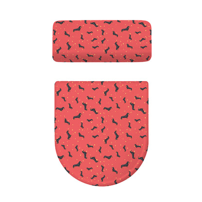Cute Dachshund Pattern Print Toilet Lid And Tank Cover Set