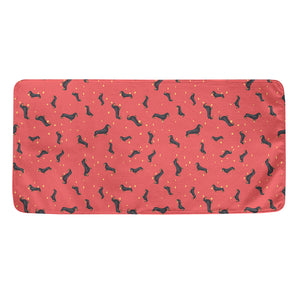 Cute Dachshund Pattern Print Towel