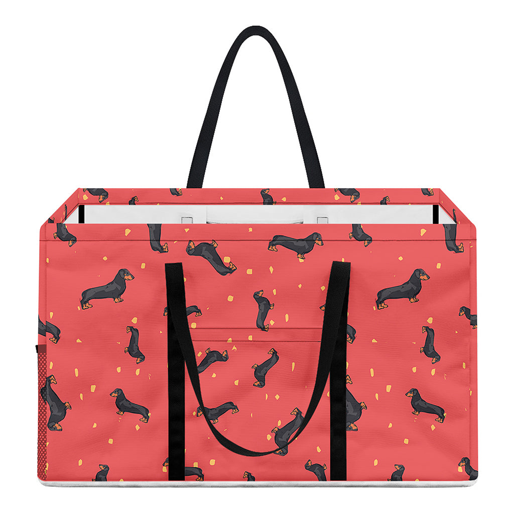 Cute Dachshund Pattern Print Utility Tote Bag