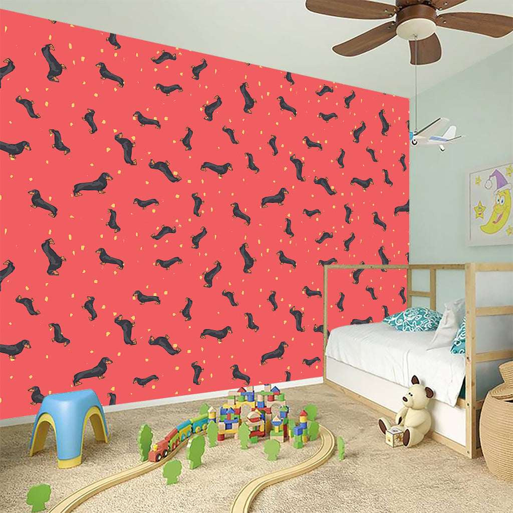 Cute Dachshund Pattern Print Wall Sticker