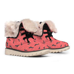 Cute Dachshund Pattern Print Winter Boots