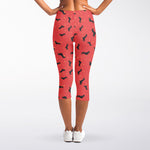 Cute Dachshund Pattern Print Women's Capri Leggings