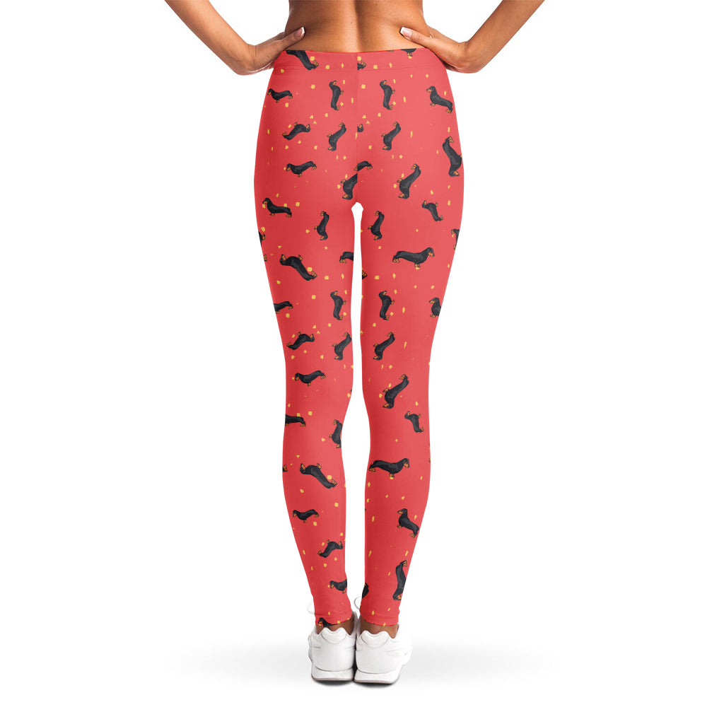 Cute Dachshund Pattern Print Women's Leggings