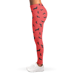 Cute Dachshund Pattern Print Women's Leggings