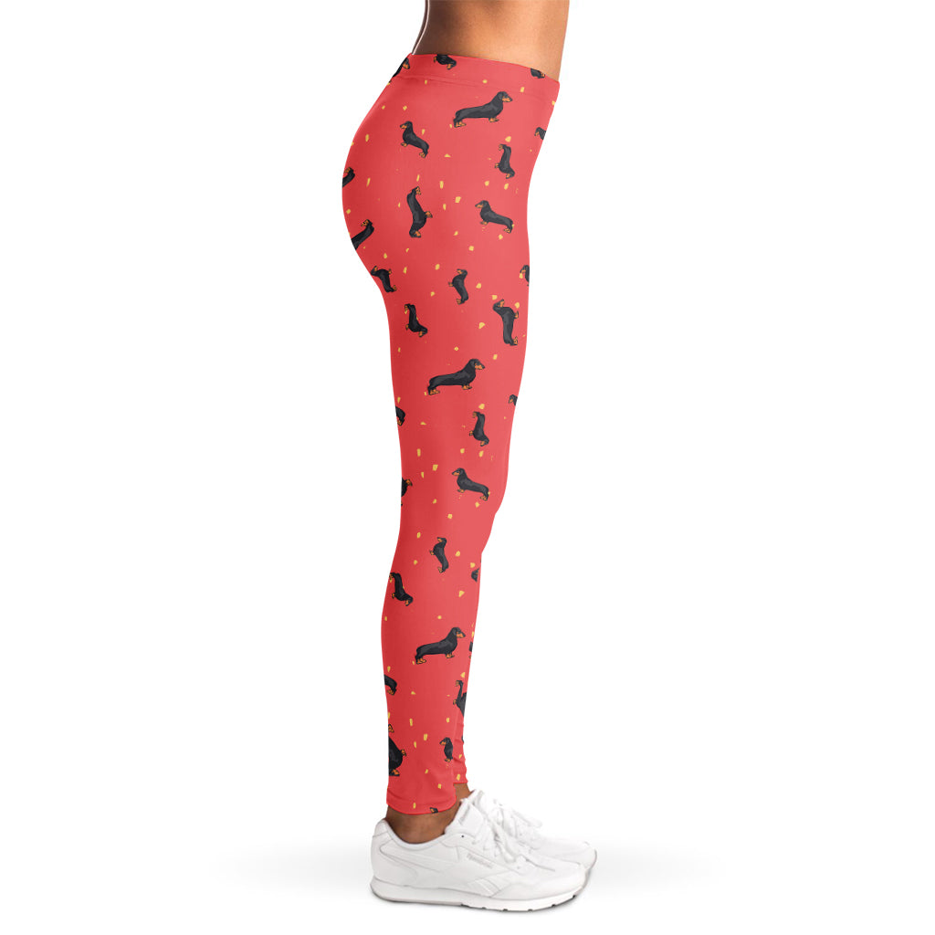 Cute Dachshund Pattern Print Women's Leggings