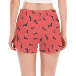 Cute Dachshund Pattern Print Women's Split Running Shorts