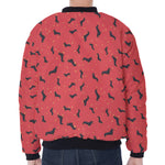 Cute Dachshund Pattern Print Zip Sleeve Bomber Jacket