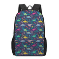 Cute Dino Floral Pattern Print 17 Inch Backpack
