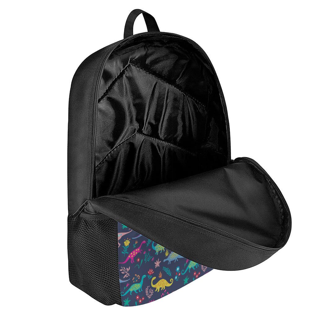 Cute Dino Floral Pattern Print 17 Inch Backpack