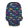 Cute Dino Floral Pattern Print Baby Seat Cover