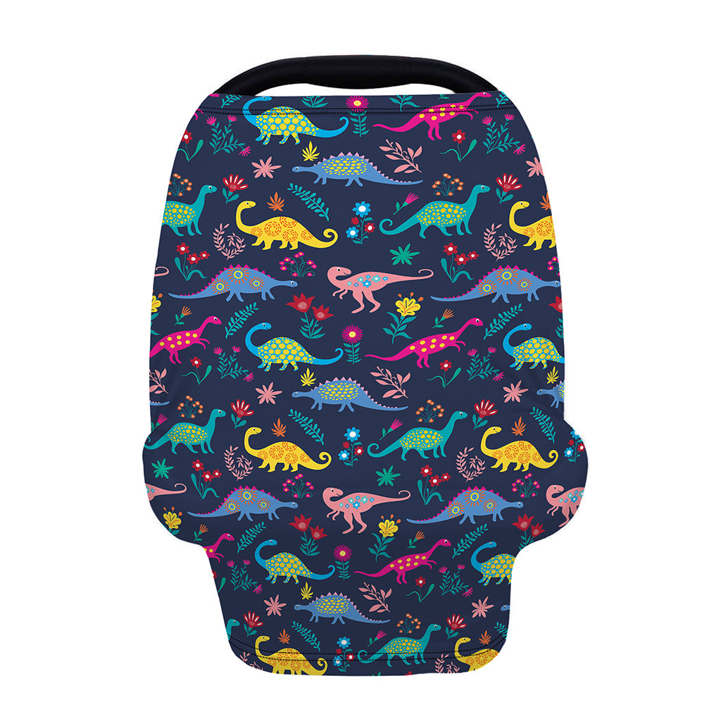 Cute Dino Floral Pattern Print Baby Seat Cover