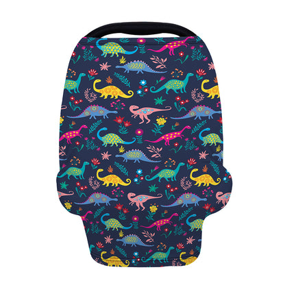 Cute Dino Floral Pattern Print Baby Seat Cover