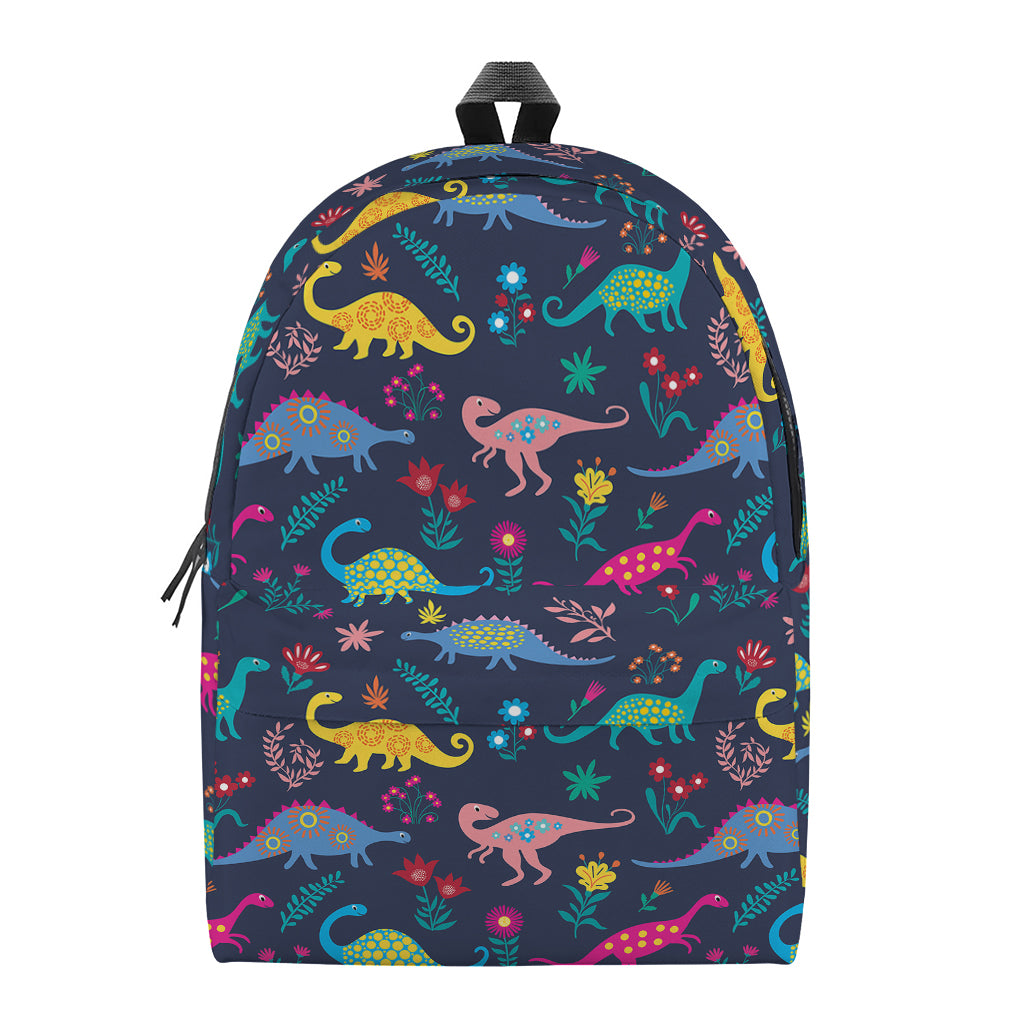 Cute Dino Floral Pattern Print Backpack