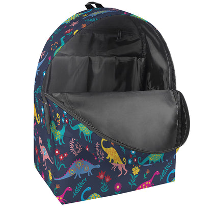 Cute Dino Floral Pattern Print Backpack