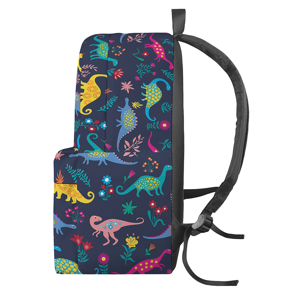 Cute Dino Floral Pattern Print Backpack