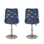 Cute Dino Floral Pattern Print Bar Stool Covers