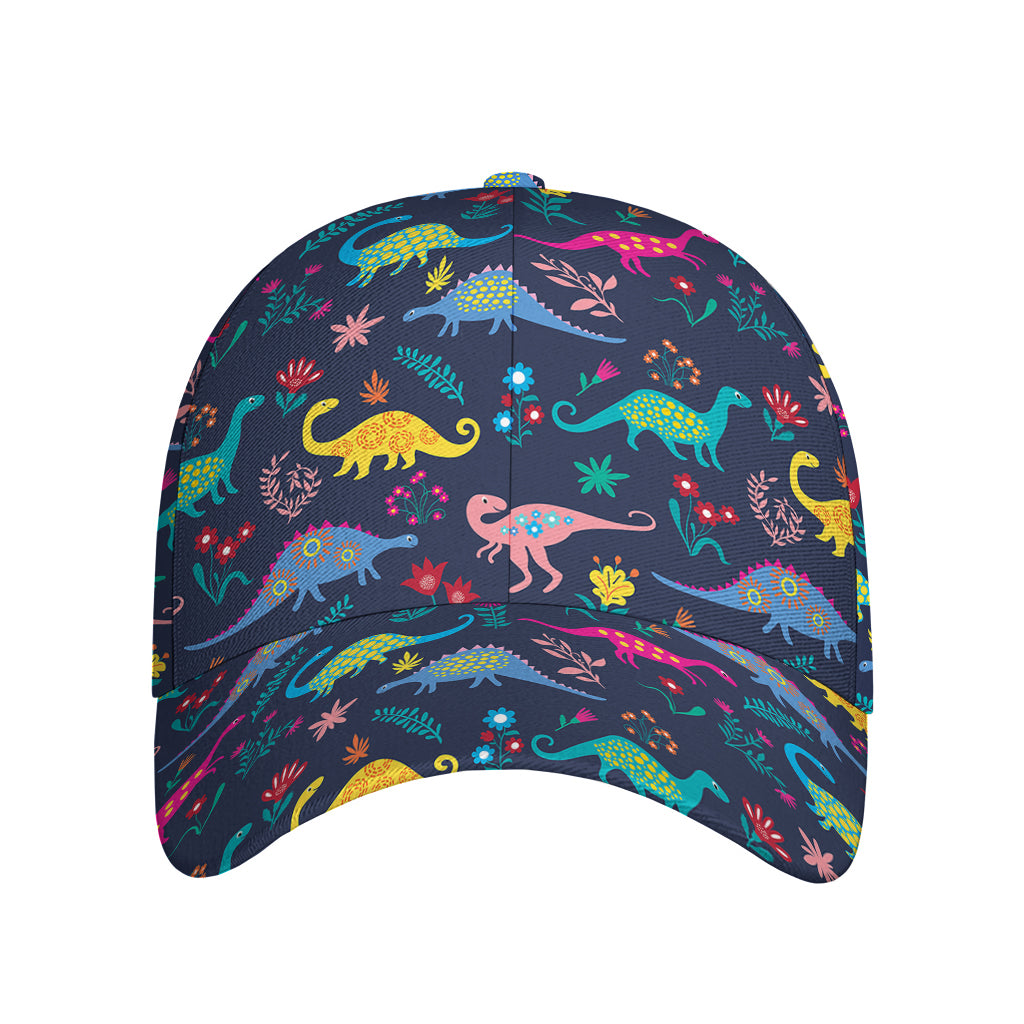 Cute Dino Floral Pattern Print Baseball Cap
