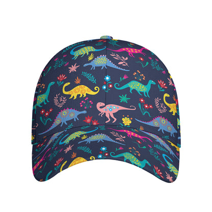 Cute Dino Floral Pattern Print Baseball Cap
