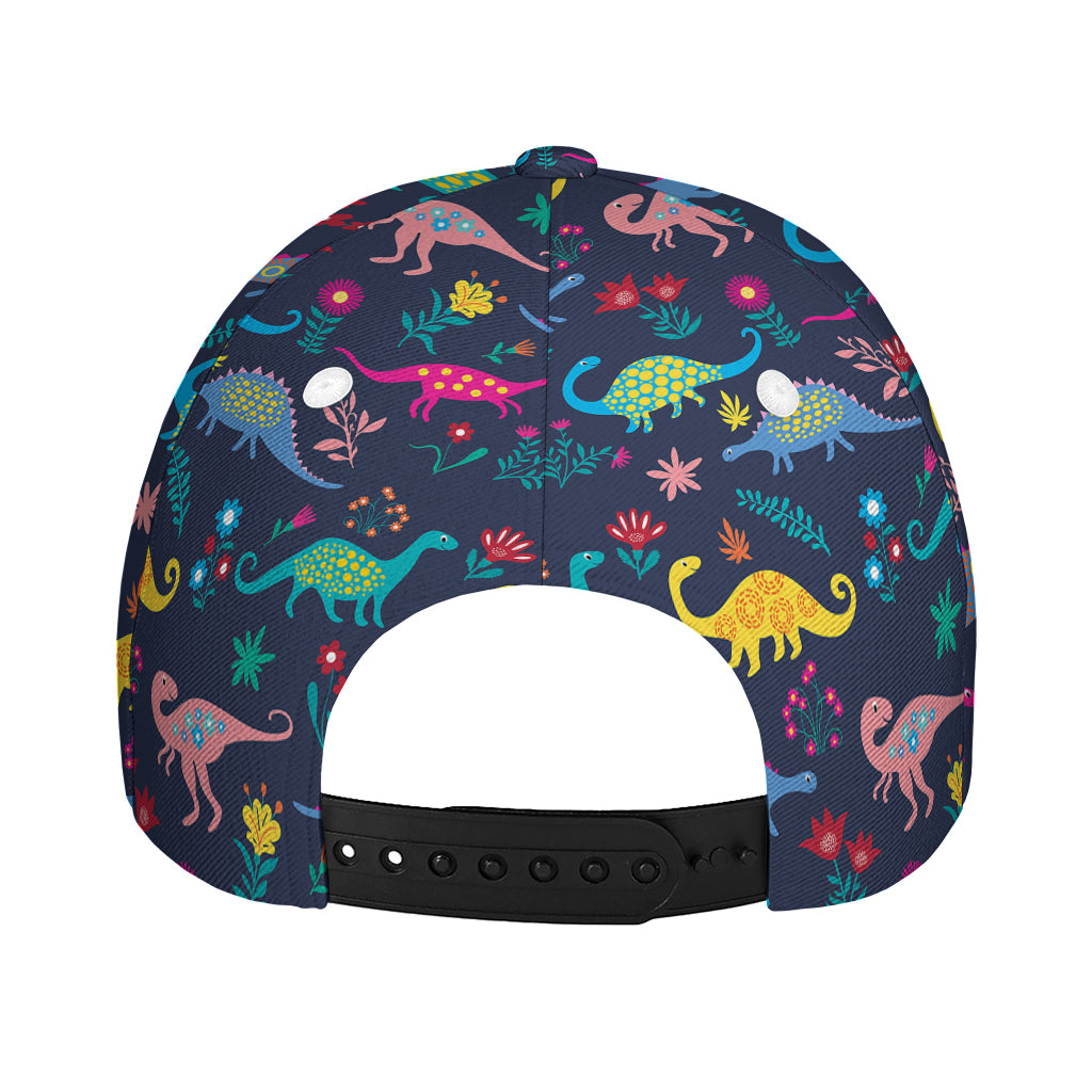 Cute Dino Floral Pattern Print Baseball Cap