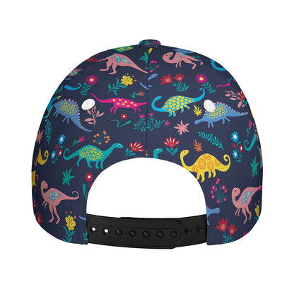 Cute Dino Floral Pattern Print Baseball Cap