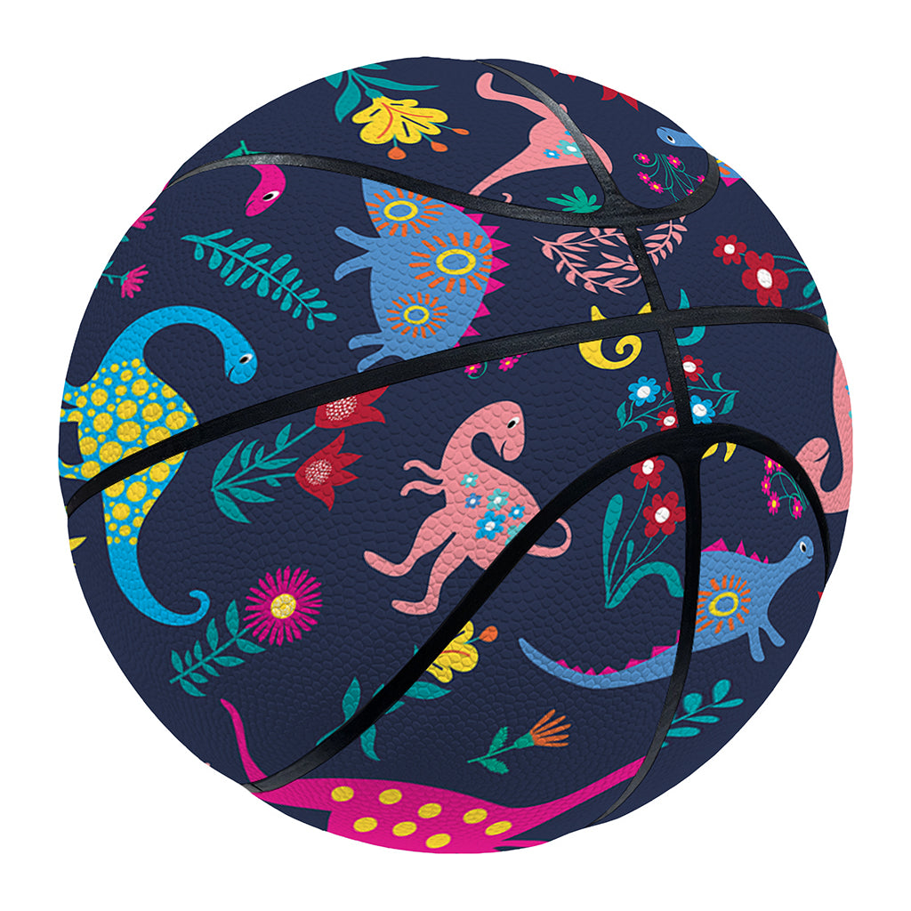 Cute Dino Floral Pattern Print Basketball