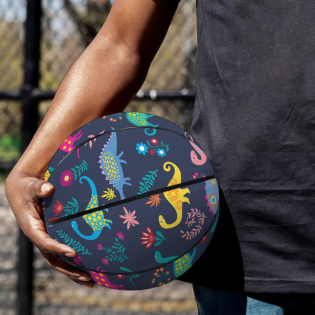 Cute Dino Floral Pattern Print Basketball