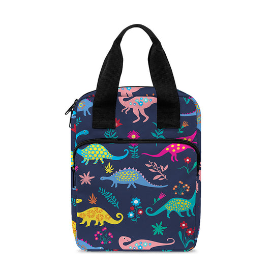 Cute Dino Floral Pattern Print Bible Tote Bag
