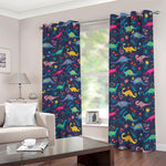 Cute Dino Floral Pattern Print Blackout Grommet Curtains