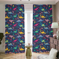 Cute Dino Floral Pattern Print Dimout Pencil Pleat Curtains