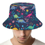 Cute Dino Floral Pattern Print Bucket Hat