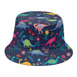 Cute Dino Floral Pattern Print Bucket Hat