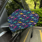 Cute Dino Floral Pattern Print Car Side Mirror Covers