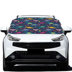 Cute Dino Floral Pattern Print Car Windshield Snow Cover