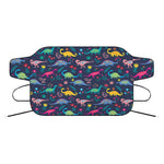 Cute Dino Floral Pattern Print Car Windshield Snow Cover