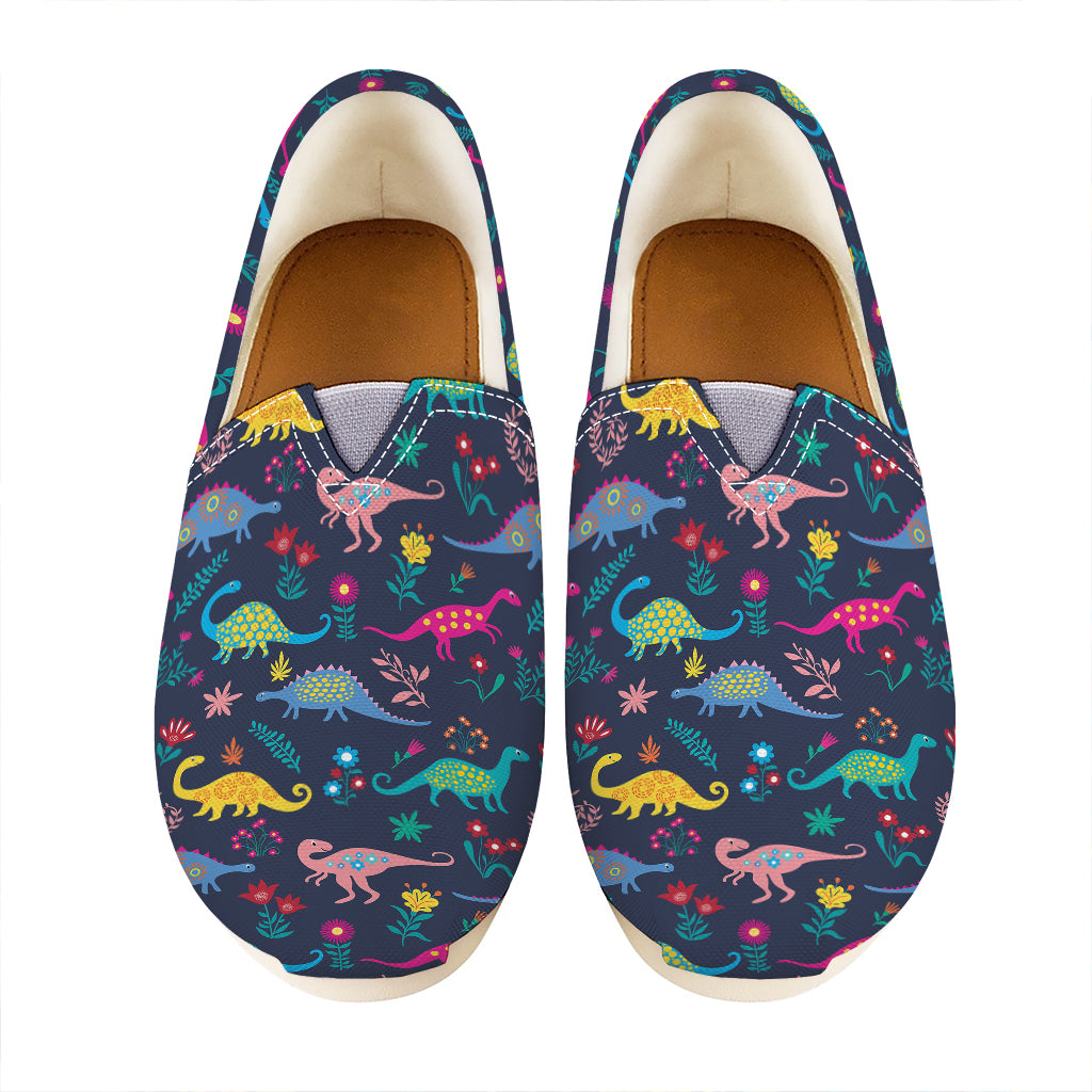 Cute Dino Floral Pattern Print Casual Shoes