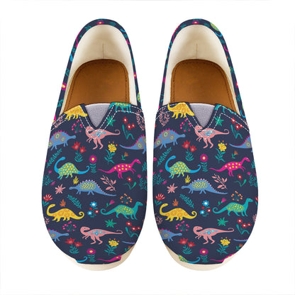 Cute Dino Floral Pattern Print Casual Shoes
