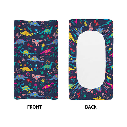 Cute Dino Floral Pattern Print Changing Pad Cover