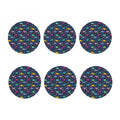 Cute Dino Floral Pattern Print Coaster Set