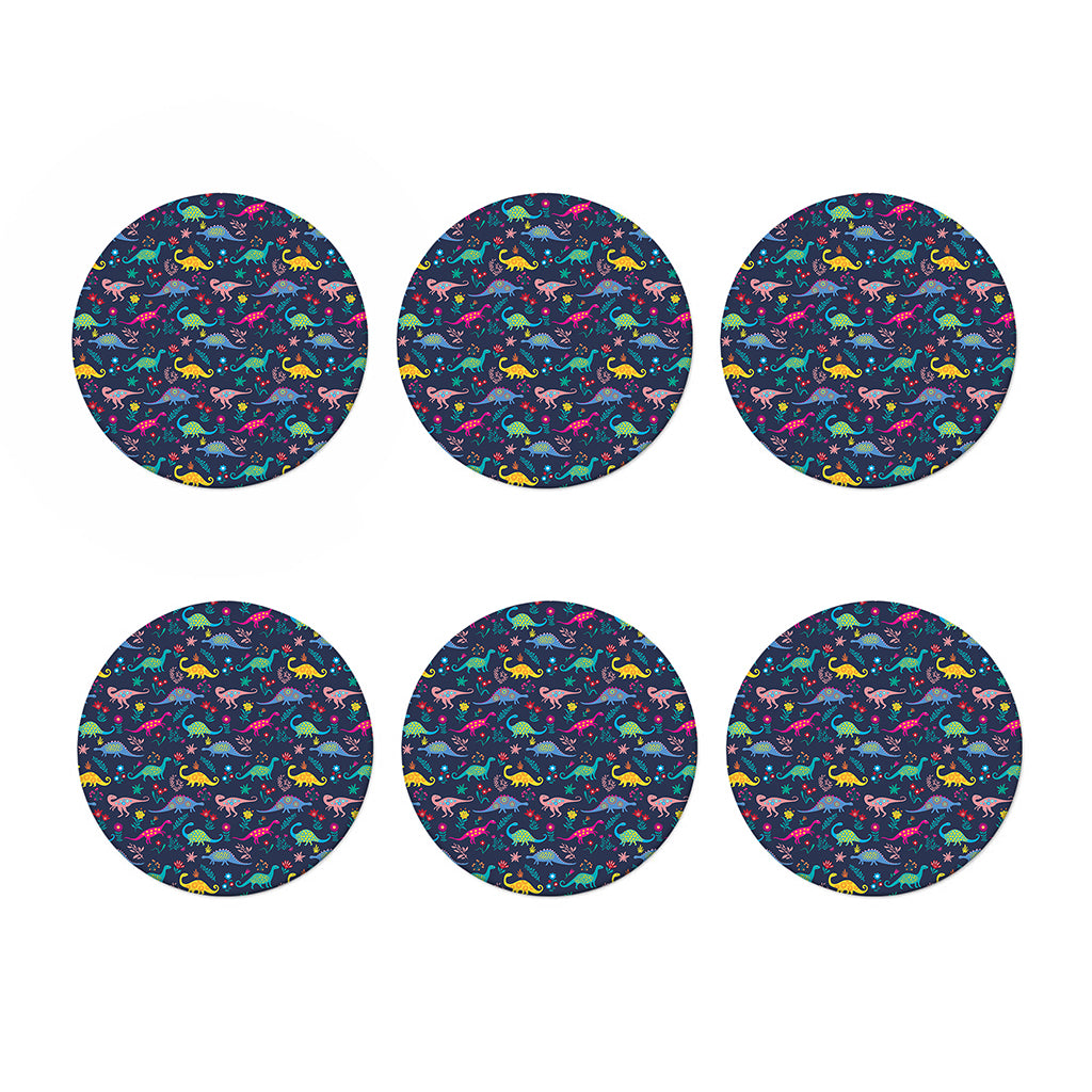 Cute Dino Floral Pattern Print Coaster Set