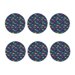 Cute Dino Floral Pattern Print Coaster Set