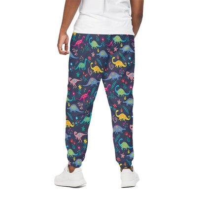 Cute Dino Floral Pattern Print Cotton Pants