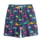 Cute Dino Floral Pattern Print Cotton Shorts