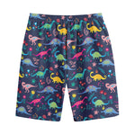 Cute Dino Floral Pattern Print Cotton Shorts
